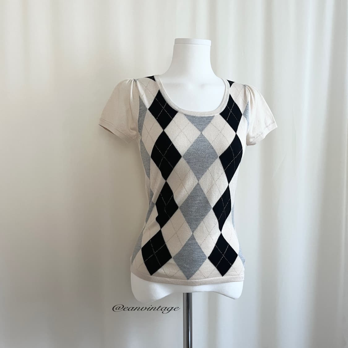 argyle pattern girlish top  상품이미지2