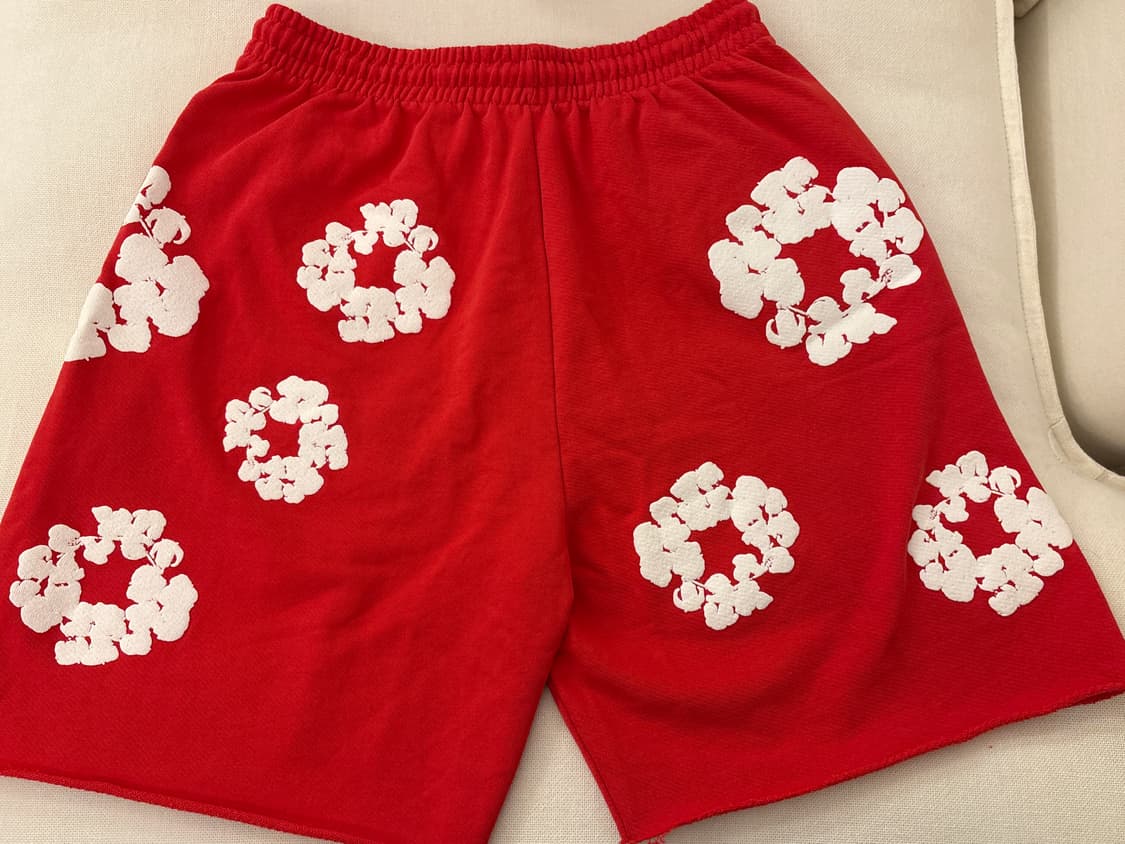 데님티어스 스웻팬츠 반바지 레드 XL 상품이미지2