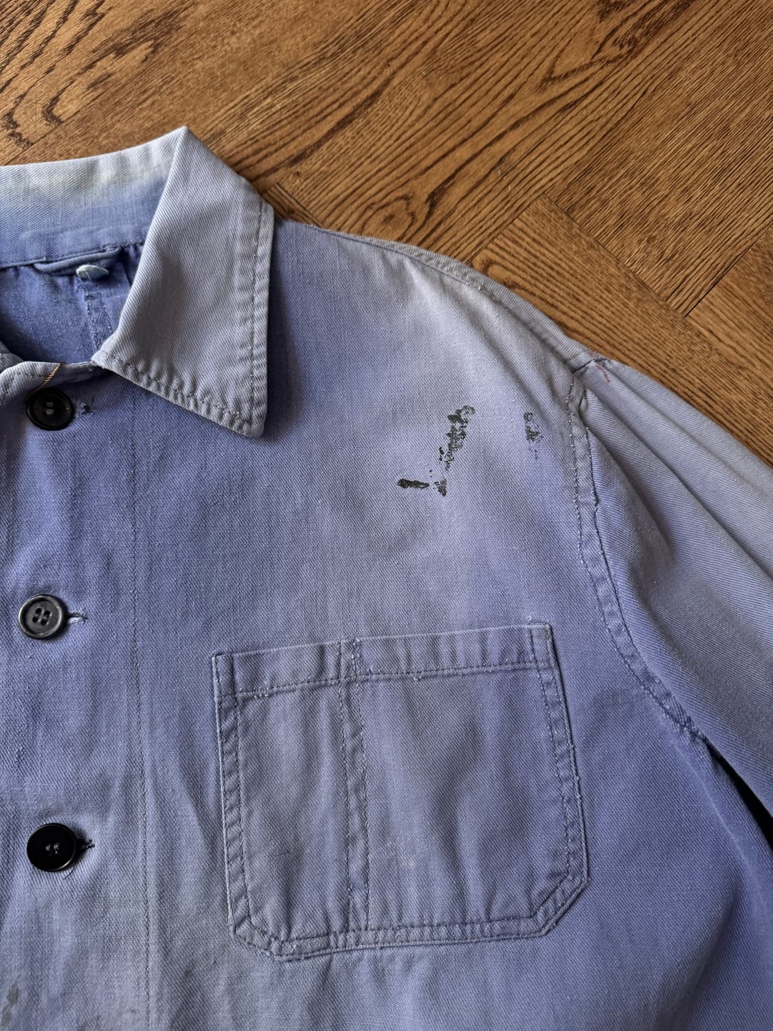 [2XL]90's 빈티지 하드 페이딩 3포켓 숏 프렌치 워크 자켓 상품이미지3