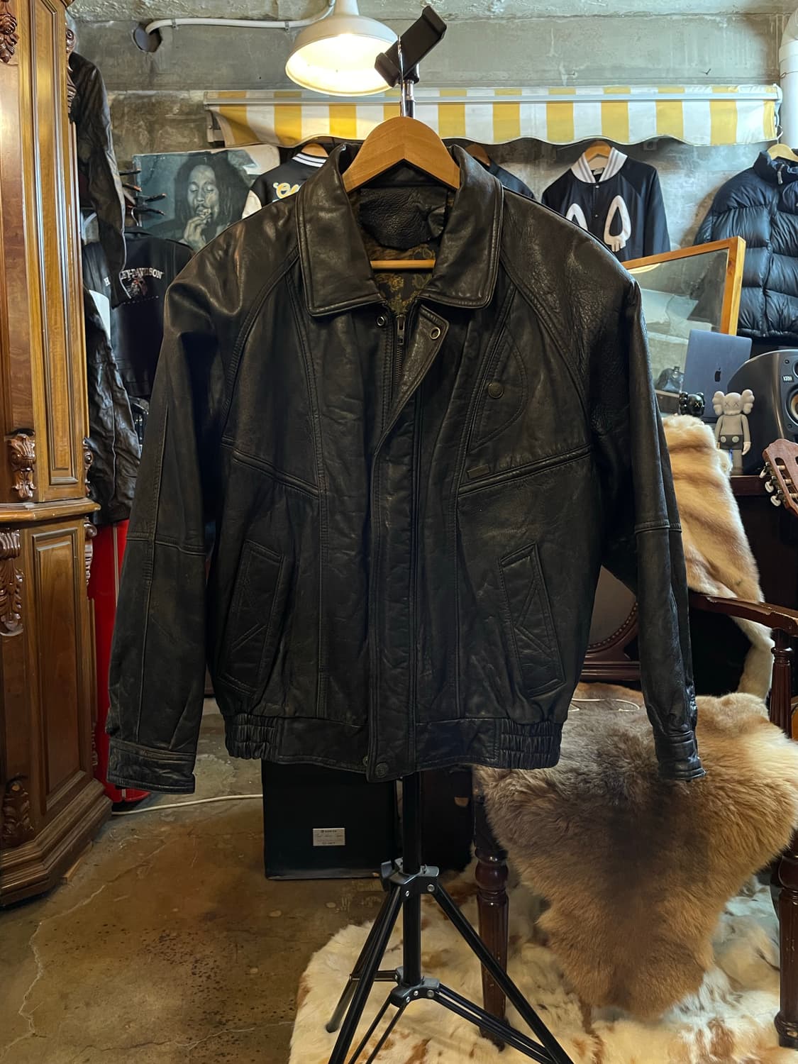 ROB & BOB 양가죽 봄버 자켓 블랙 상품이미지1