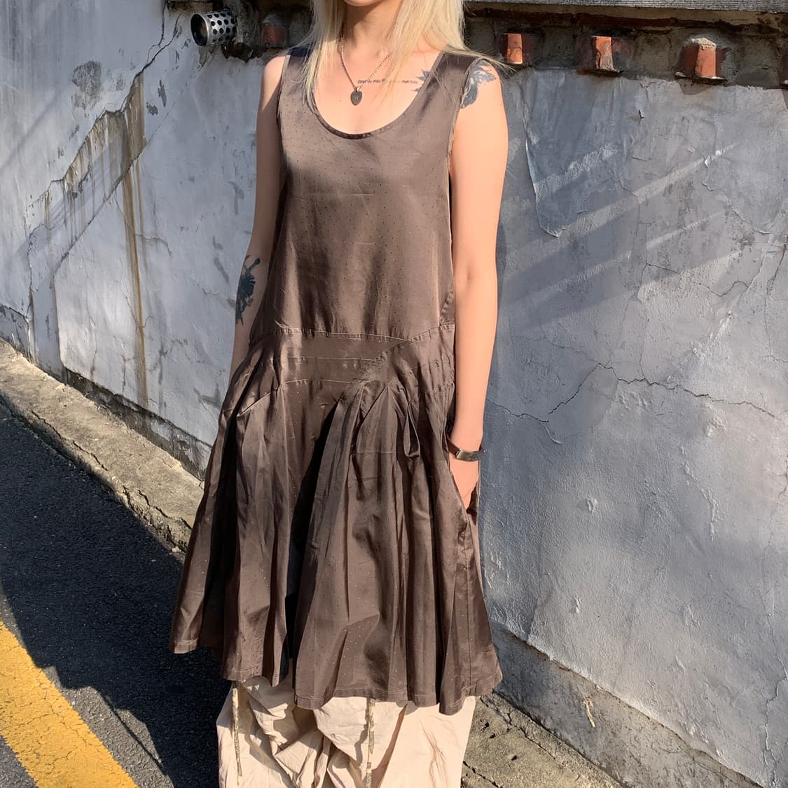 꼼데가르송 트리콧 레이어드 도트 원피스 상품이미지1