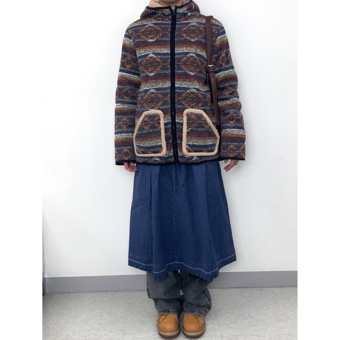 빈티지 노르딕 에스닉 후드 후리스 자켓 상품이미지2