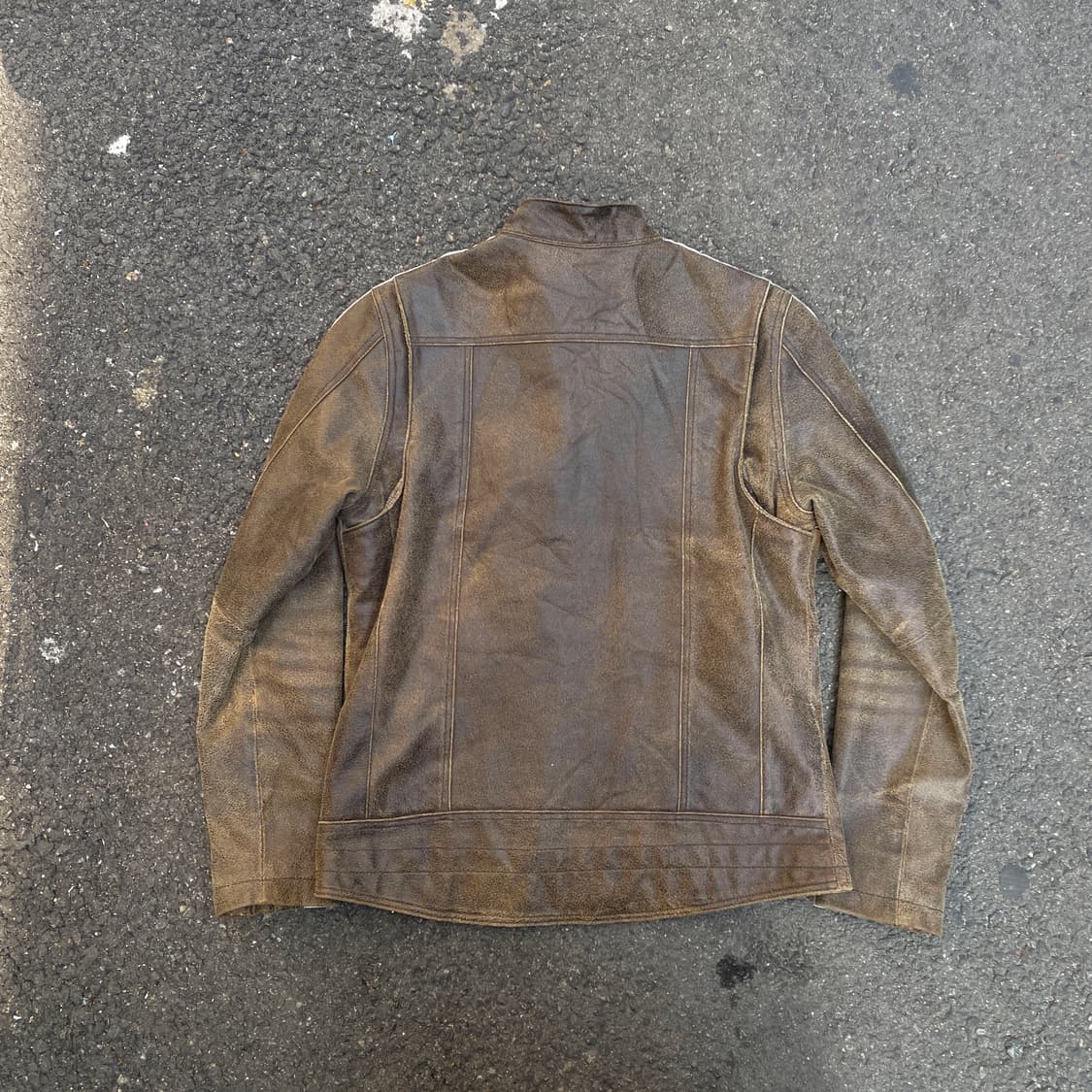 90s 인디언 모터사이클 워싱 브라운 리얼 레더 싱글 라이더 가죽 자켓 상품이미지5