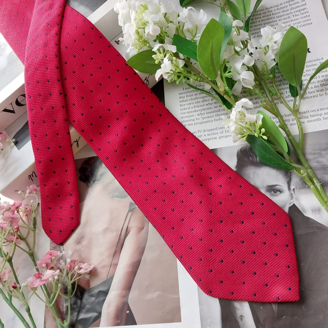 프란지 실크 레드 도트 패턴 넥타이 9.3cm A+등급 K1908
 상품이미지2