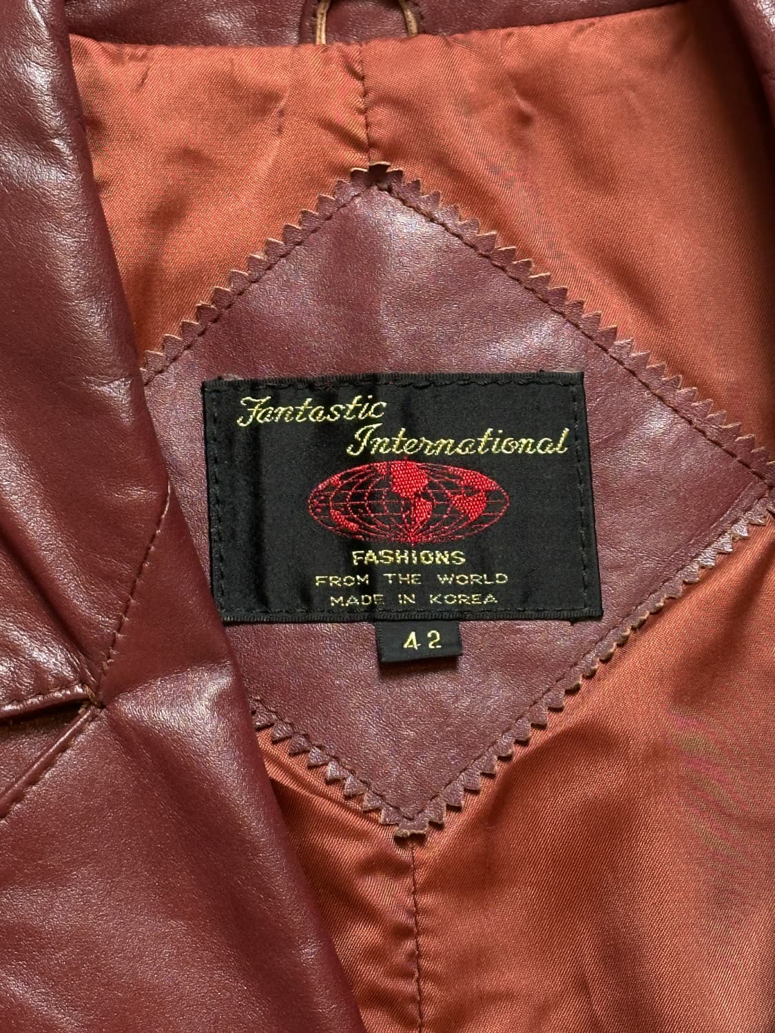 80's 빈티지 버건디 레더 자켓 레더 블레이저 카코트 상품이미지9