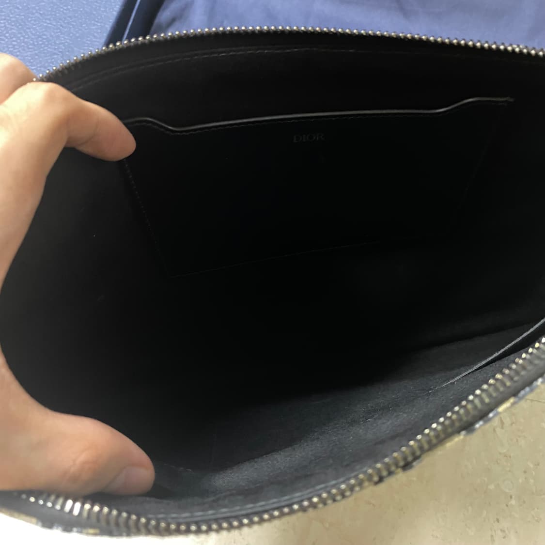 [새상품급] 디올 오블리크 자카드 A4 클러치 지퍼 파우치 베이지 상품이미지8