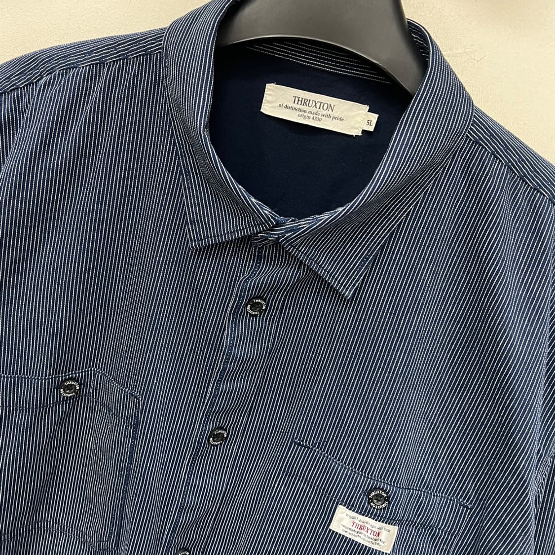 JPN Thruxton 스럭스턴 스트라이프 워크 셔츠 4XL 상품이미지3