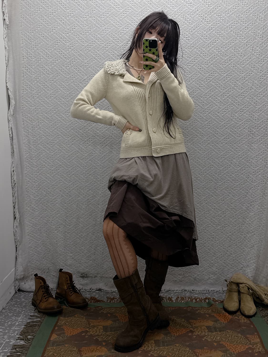 갭 빈티지 코지 폭닥 양털 빅카라 여리핏 니트 가디건 K0017 상품이미지2