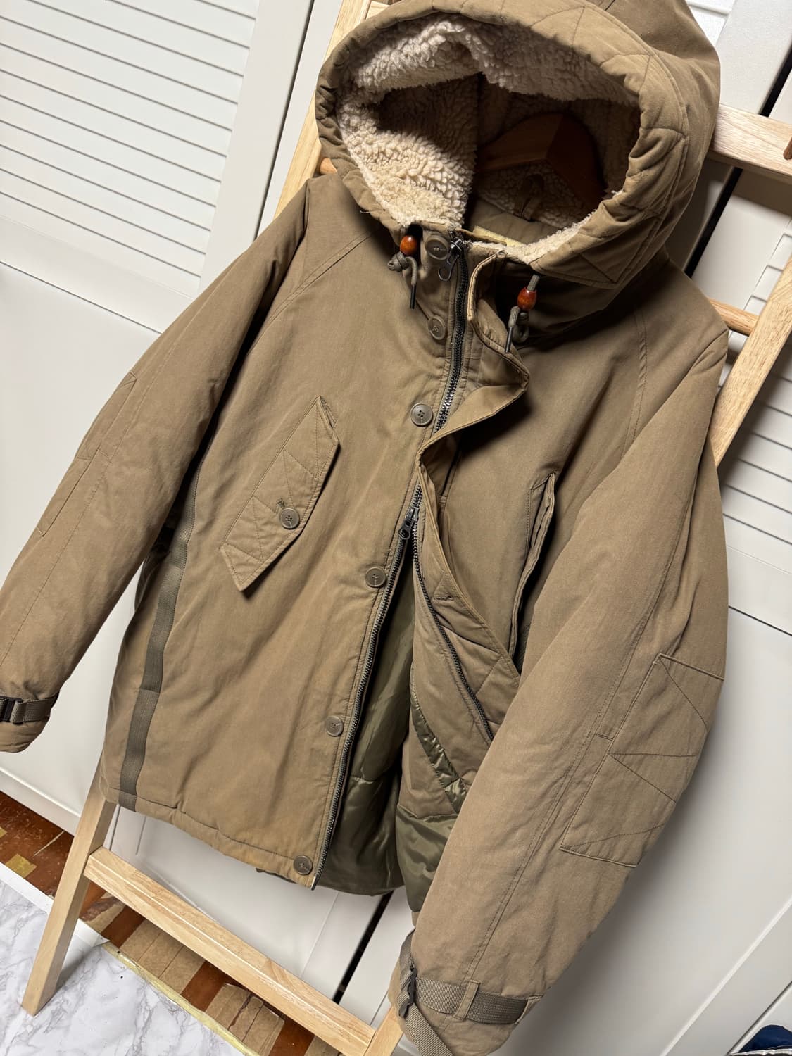 모노플로우 B-3맛 후드 점퍼 카키 자켓 상품이미지4