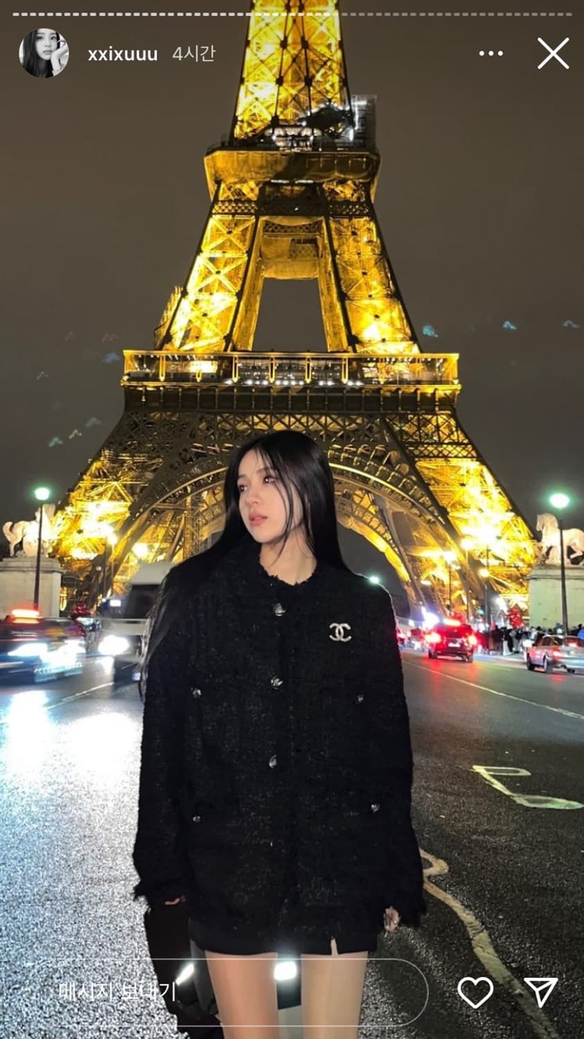 카키포인트 트위드 롱 자켓 블랙 상품이미지1