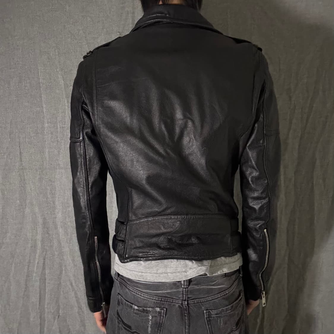 소가죽 더블벨트 라이더 자켓 상품이미지4