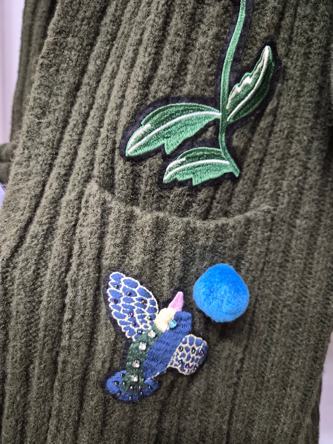 씨 골지 자수와팬 롱니트 아우터 상품이미지3