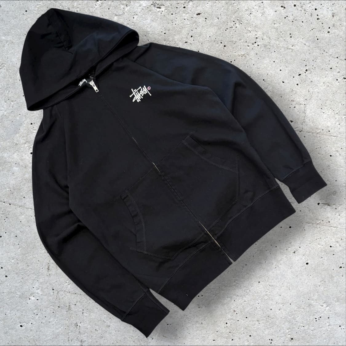 [M] 스투시 재팬 블랙 빅로고 후드집업 백로고 B343 상품이미지2