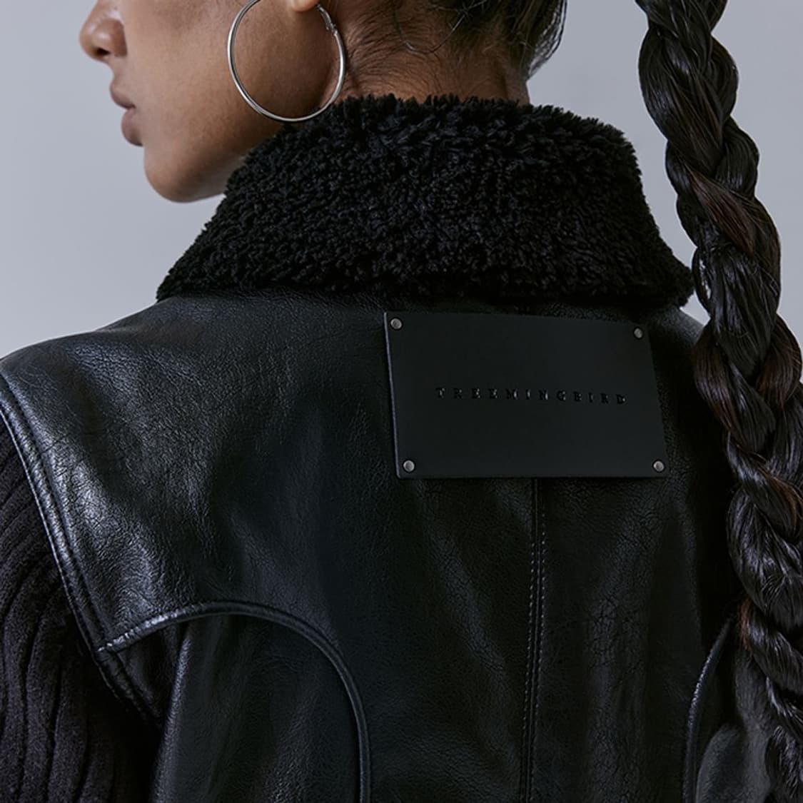 트리밍버드 투웨이 니트 크랙 레더 자켓 상품이미지3