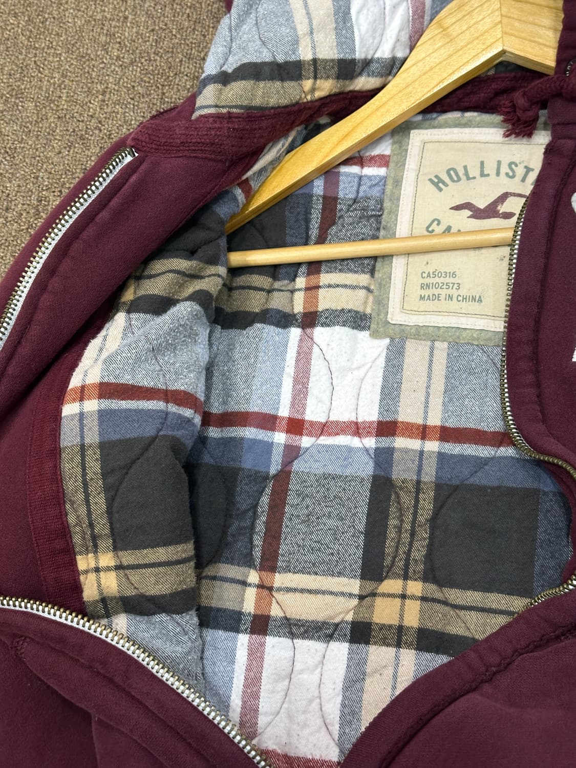 홀리스터 헤비웨이트 누빔안감 후드집업 xs 상품이미지6