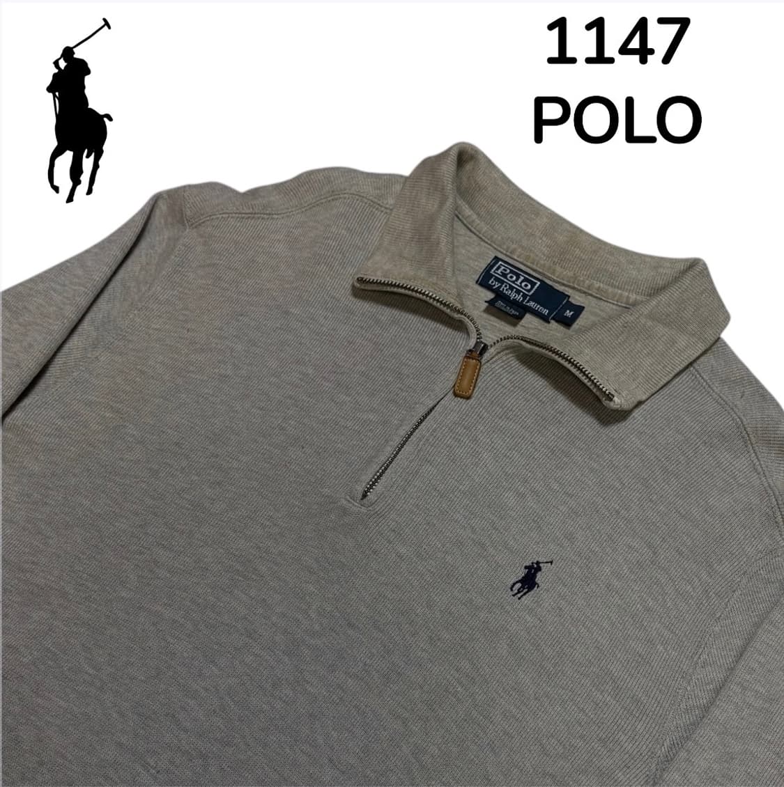 폴로랄프로렌 그레이 니트 반집업 맨투맨 카라 롱슬리브 M 상품이미지3