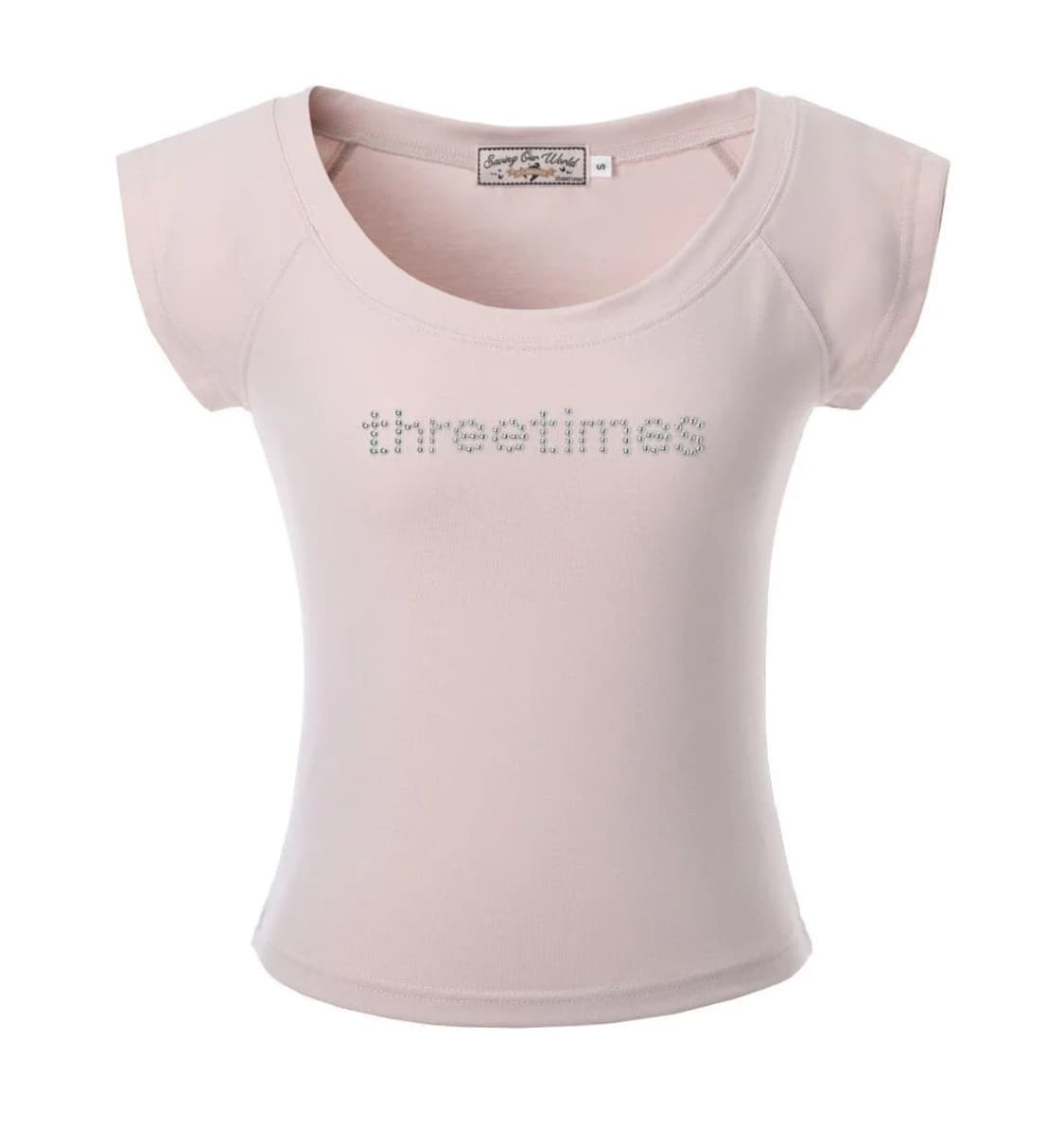 쓰리타임즈 Threetimes Bijou logo tee pink 상품이미지1