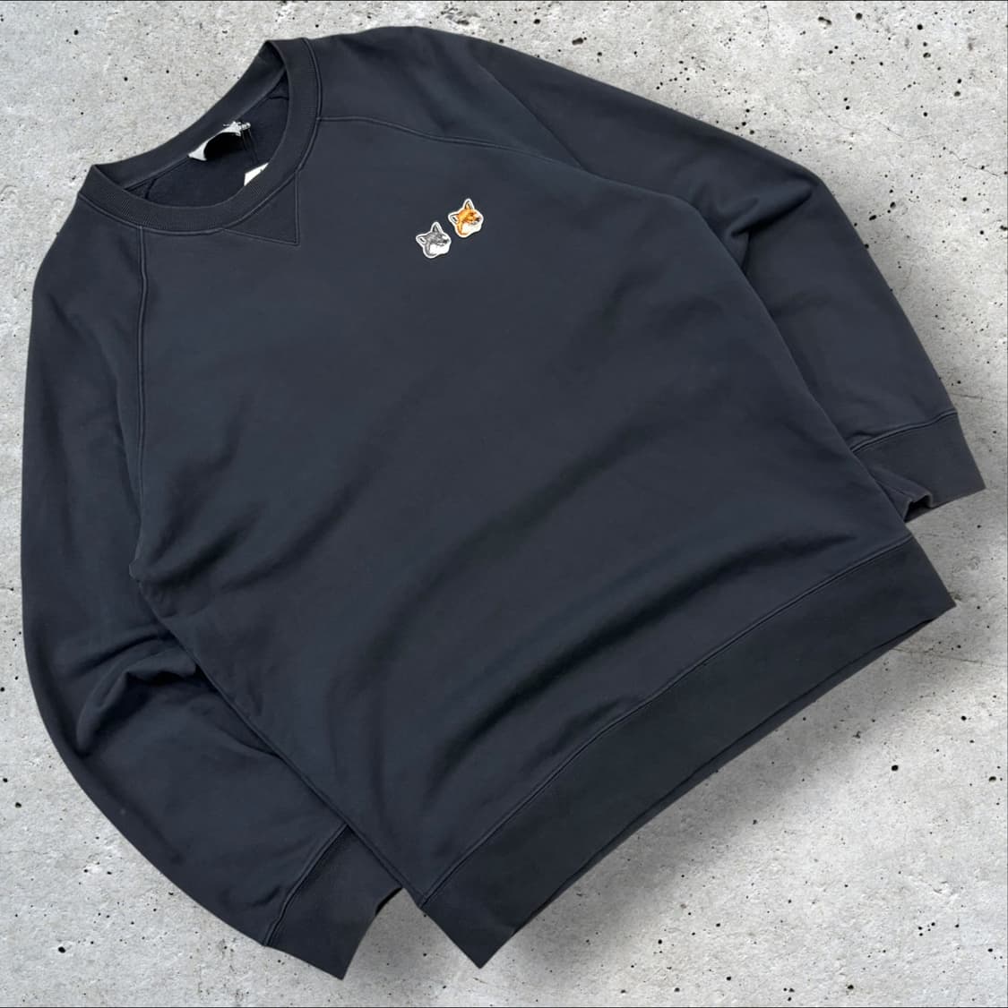 [2XL] 메종키츠네 더블 폭스헤드 맨투맨 블랙 D480 상품이미지1