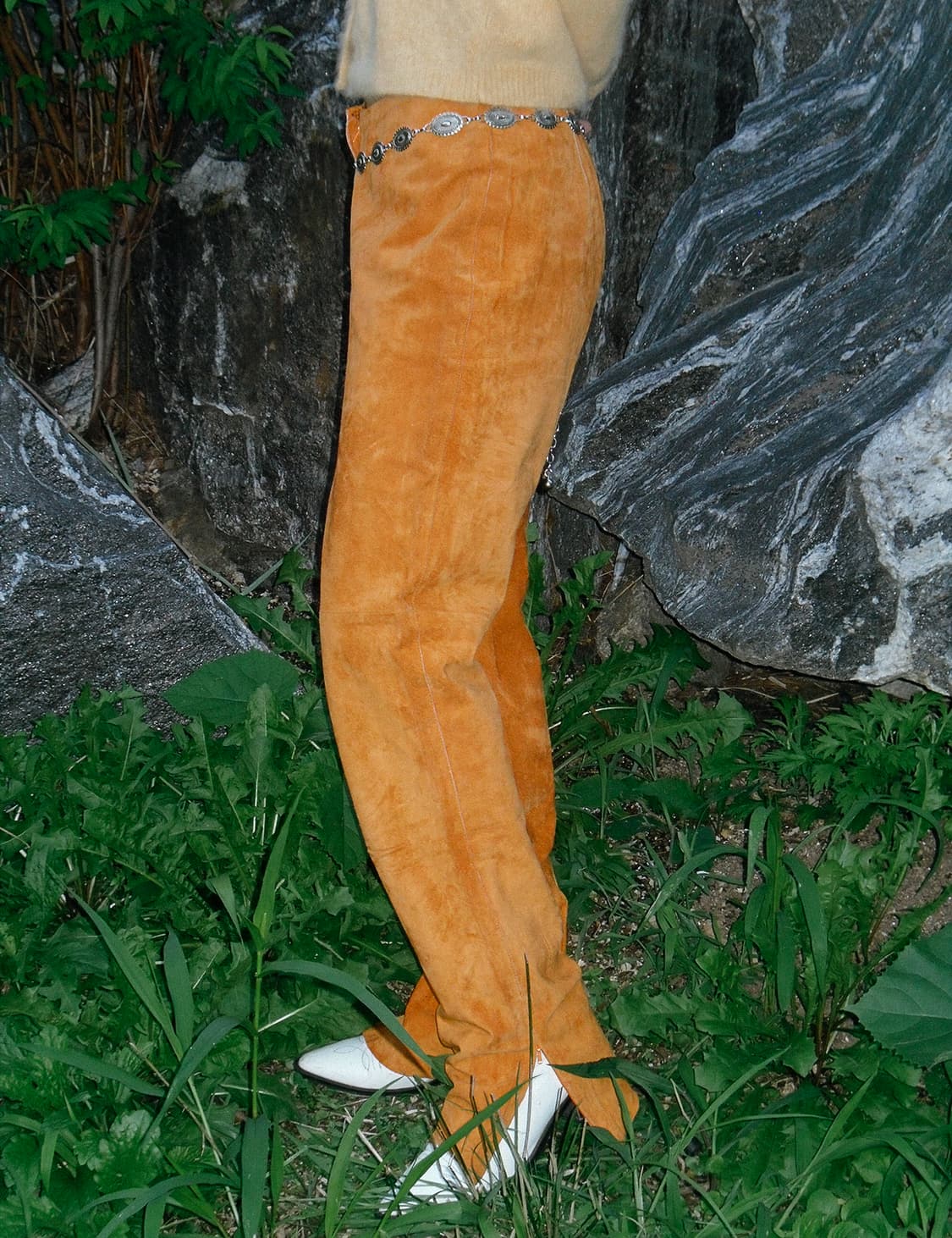 Orange suede leather pants 상품이미지4