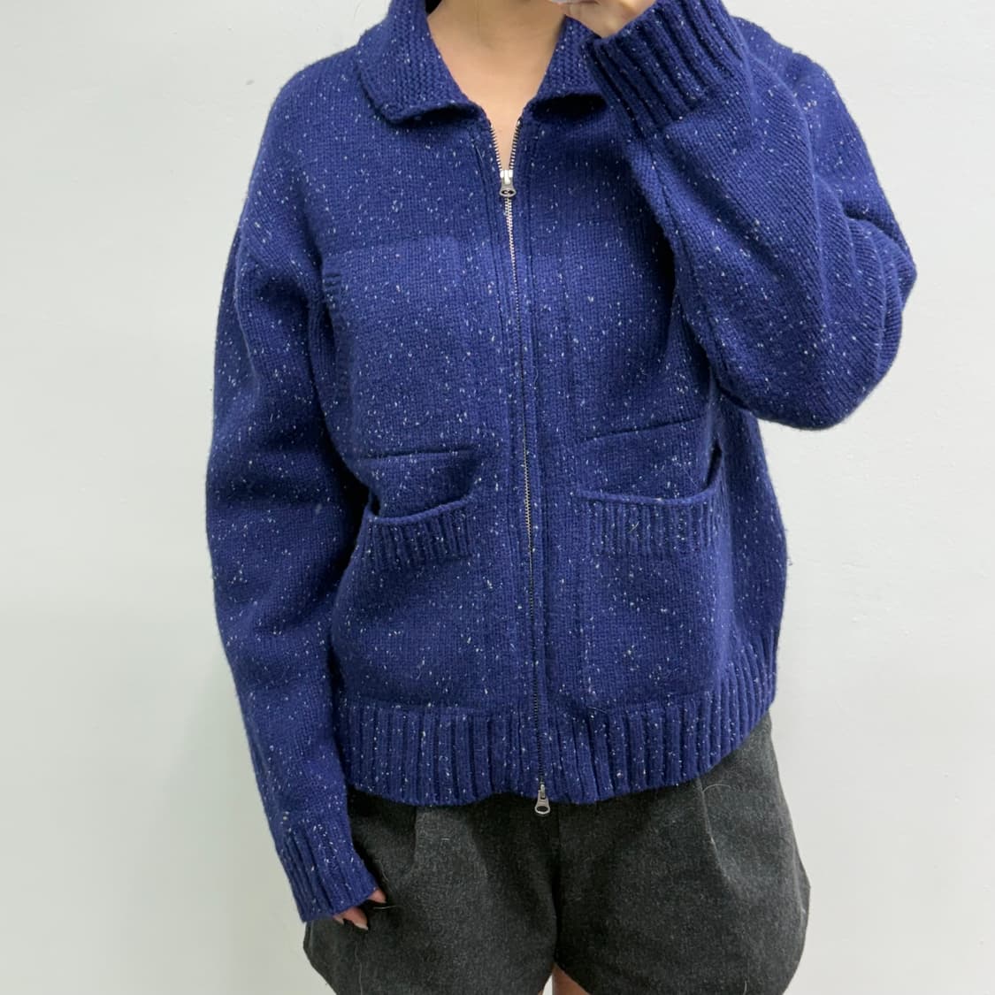 ncssry 네이비 풀 집업 가디건 상품이미지2