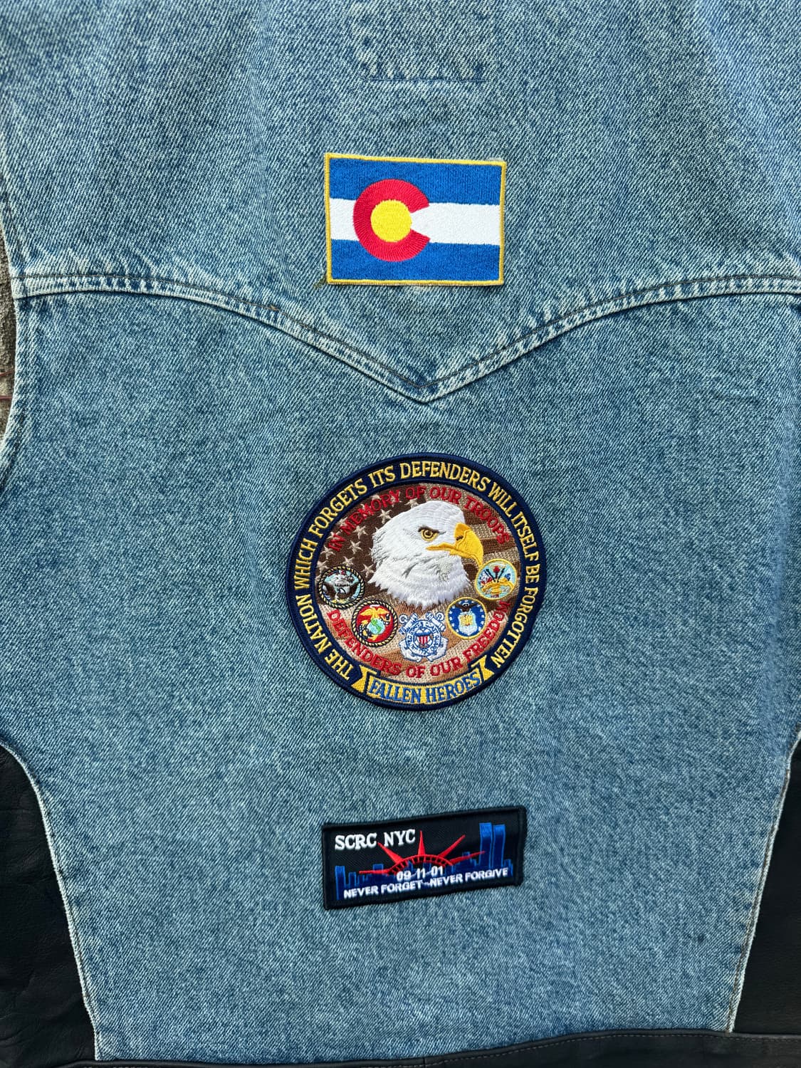 90s 할리데이비슨 빈티지 패치 커스텀 데님 가죽 레더 베스트 조끼 상품이미지7