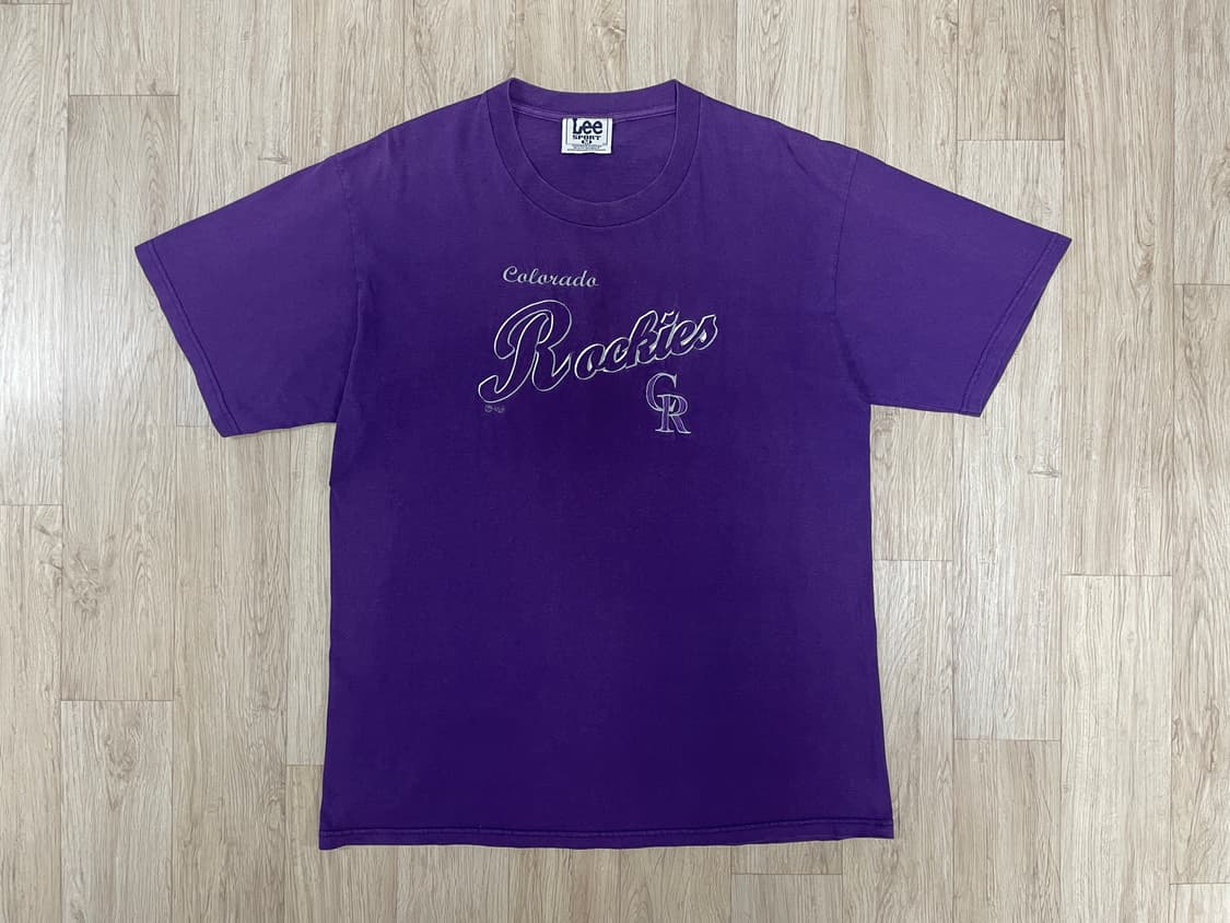 100~105) 80~90s Lee X MLB 로키스 반팔티(RRL&폴로 상품이미지1