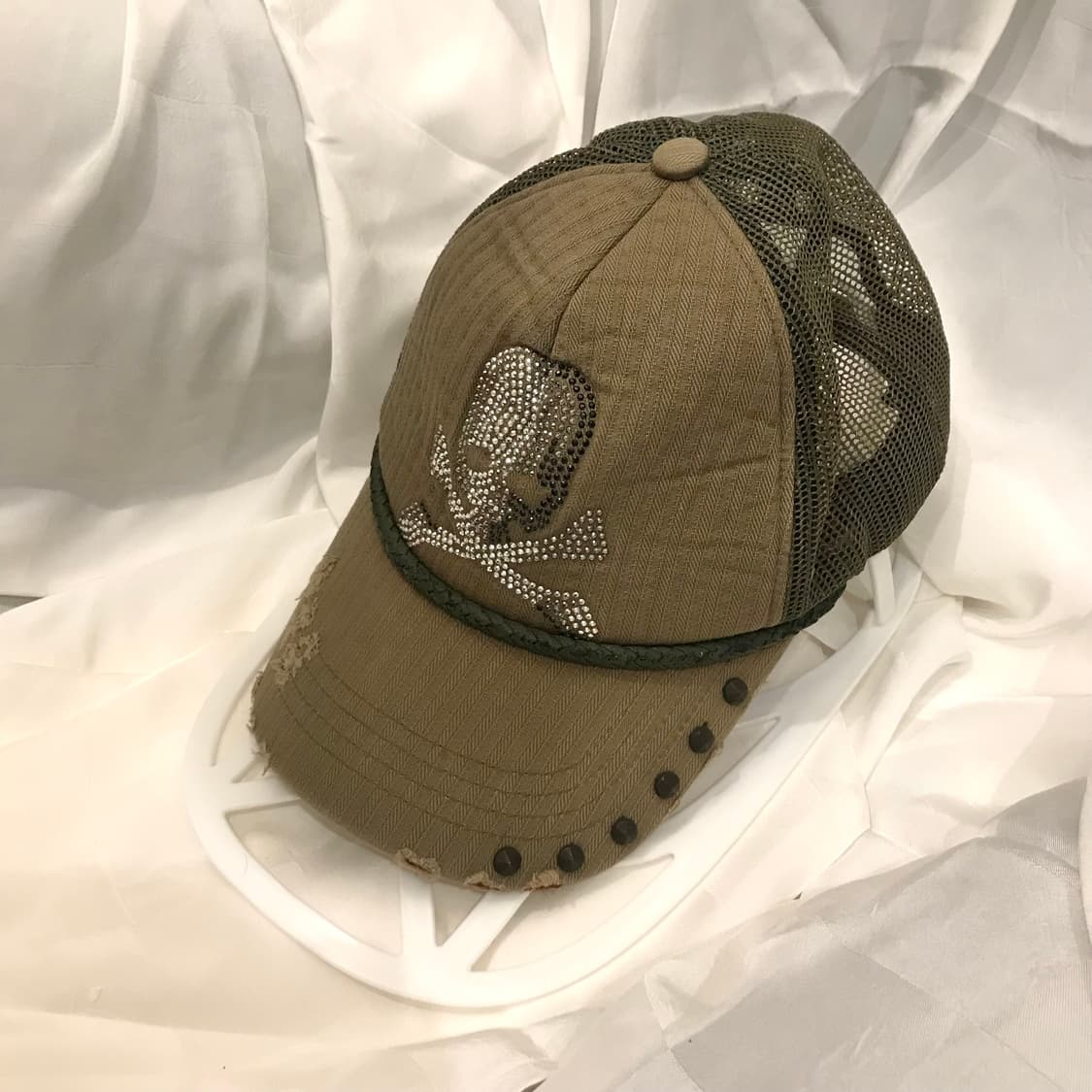 Vintage Y2k 고스펑크 갸루 스터드 스컬 캡 상품이미지3