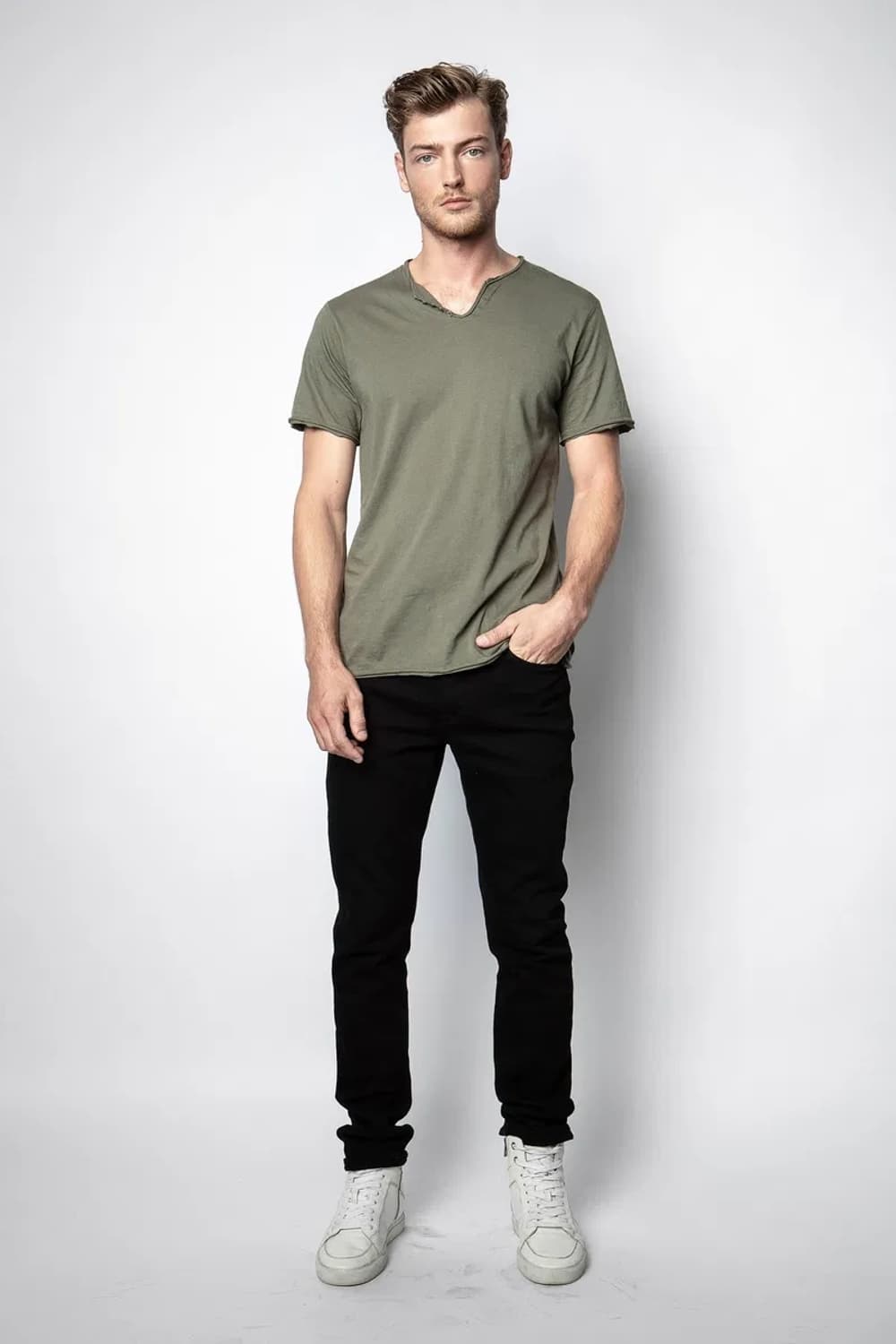 (새상품) 쟈딕앤볼테르 카키 헨리 티셔츠 M사이즈 상품이미지2