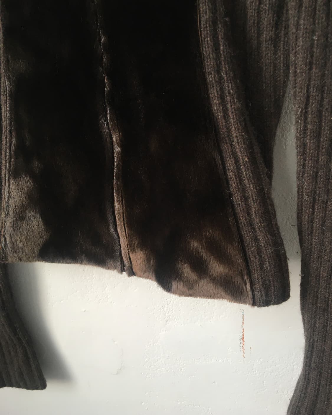 Fur layered high neck knit zip up 상품이미지4