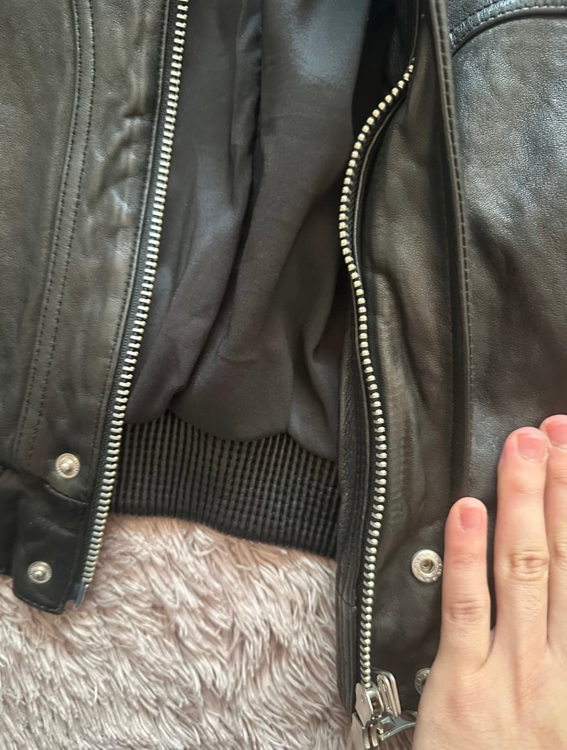 양 가죽 자켓  L (블루종) 상품이미지5