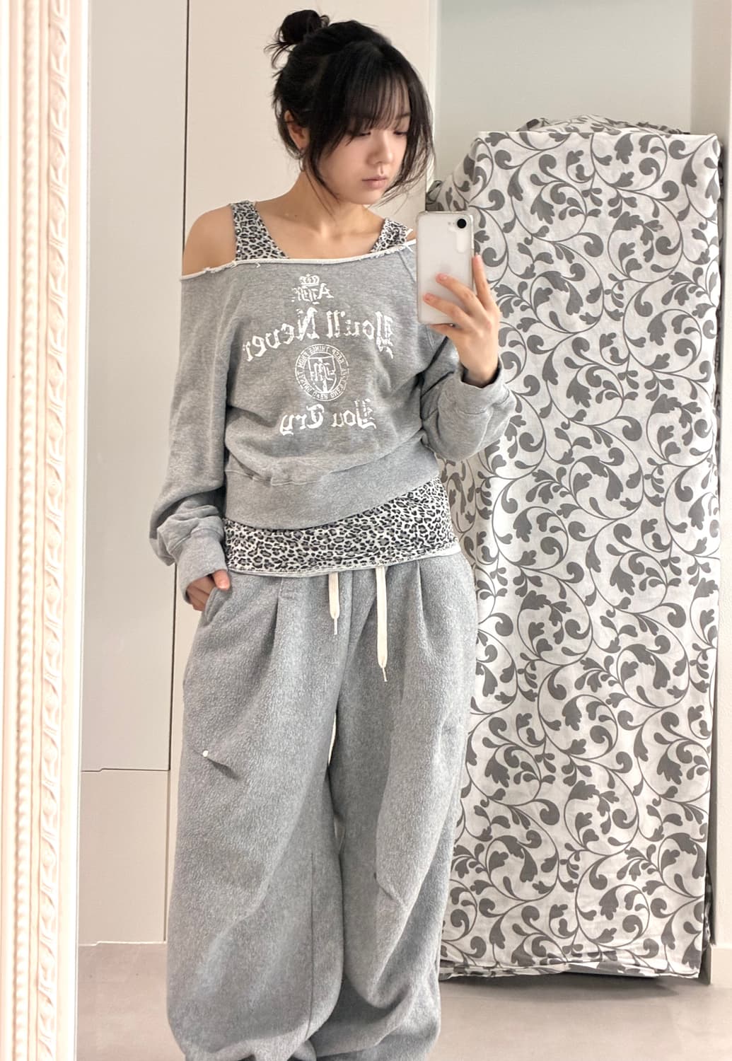 그레이 호피 오프숄더 2pc 상품이미지8