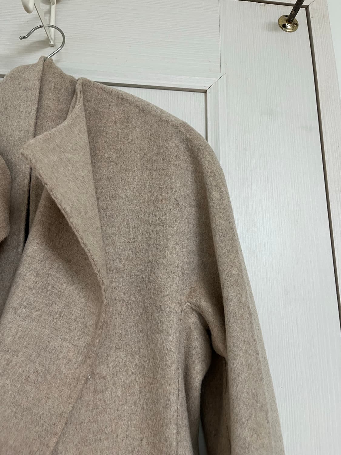 캐시미어 울100 핸드메이드 코트 오트밀베이지 상품이미지5