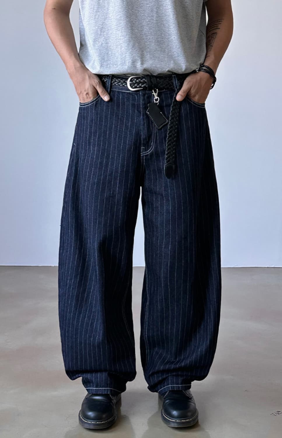 핀터 스트라이프 데님 팬츠 상품이미지2