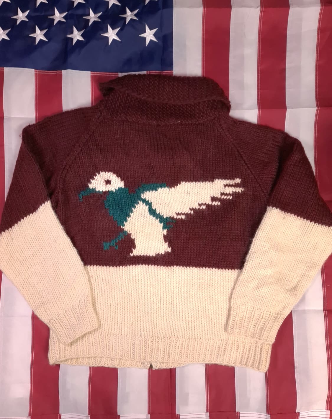 특A 오리지날 80's 일본판 컬럼비아 청둥오리 울 코위찬 가디건 상품이미지6