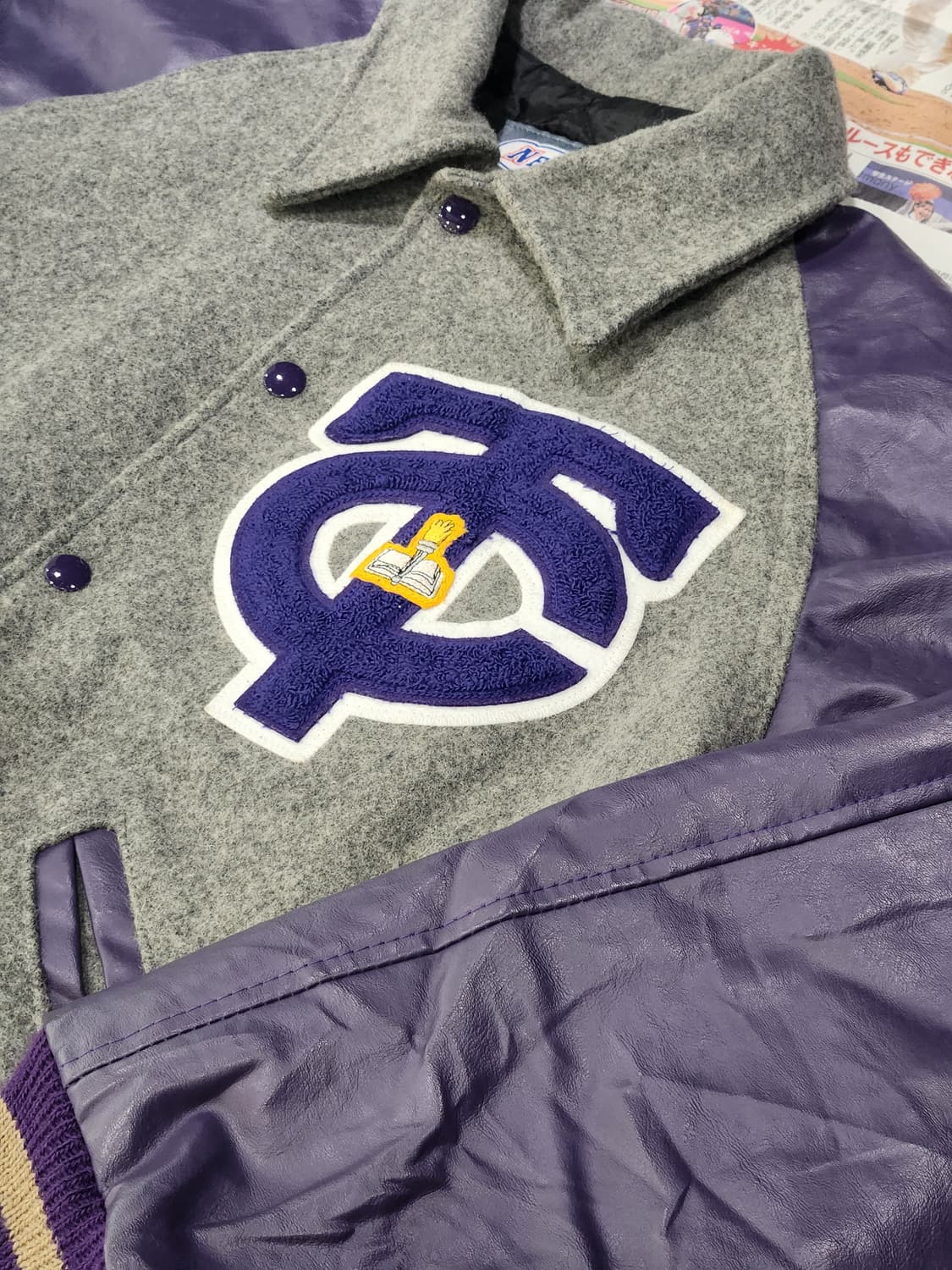 90's NEFF 레더 바시티 자켓 S  상품이미지2