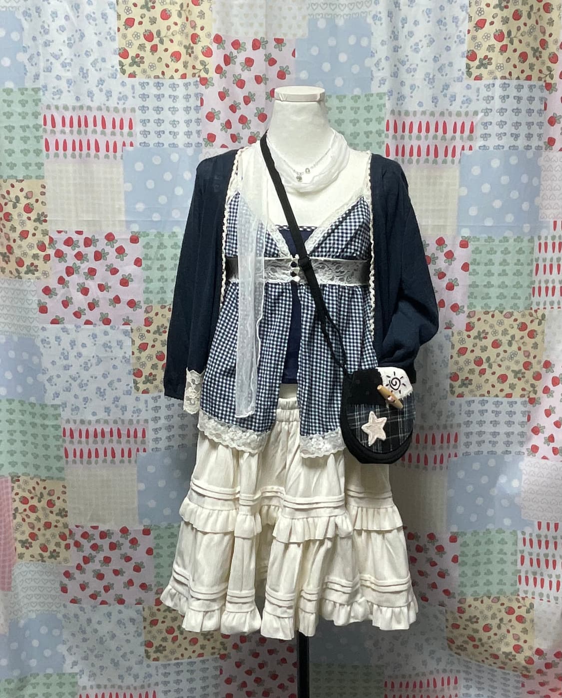 네이비 체크 베스트 + 이너나시 #모리걸 #바선생 상품이미지1