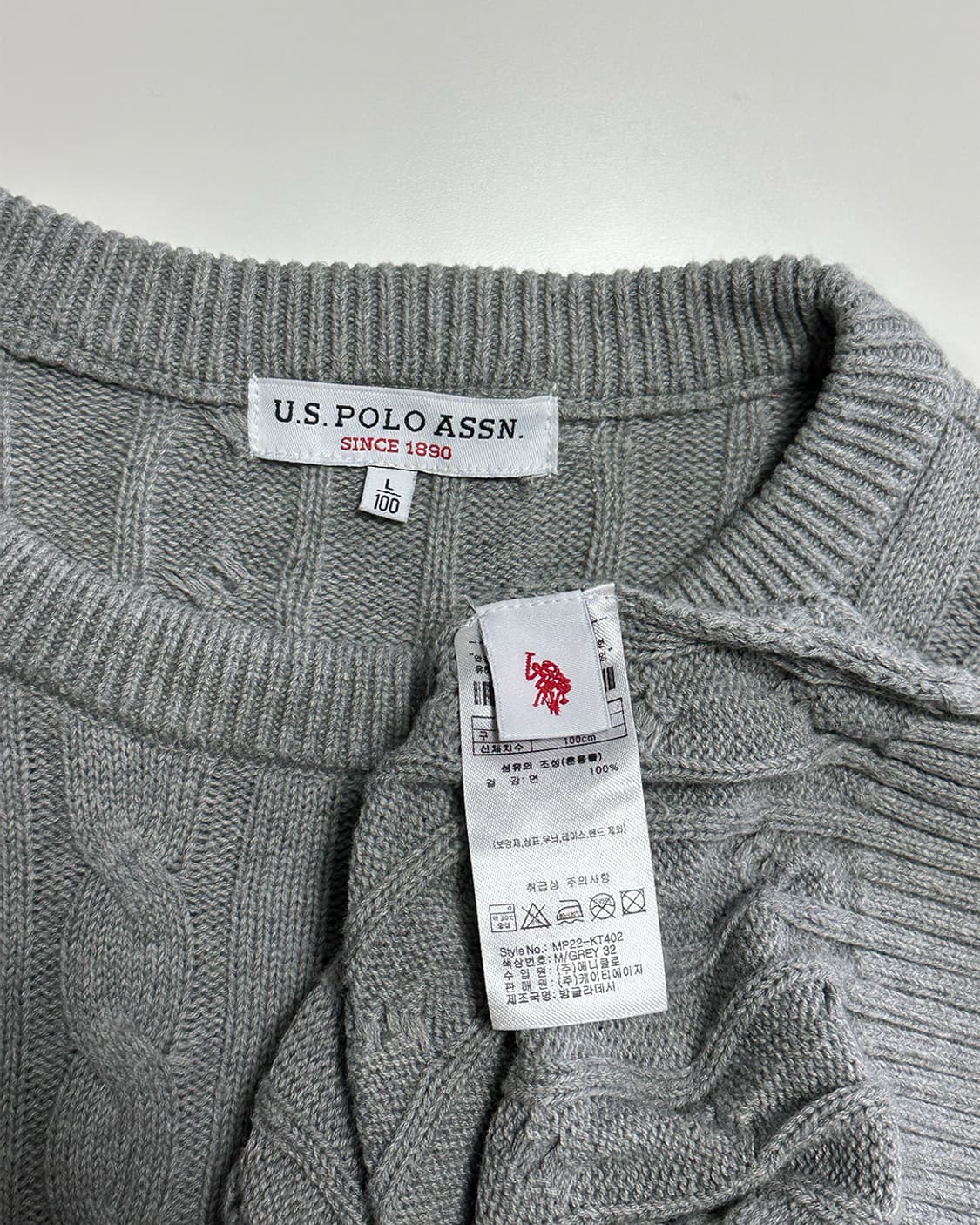 폴로 ASSN 케이블 니트 그레이 상품이미지3