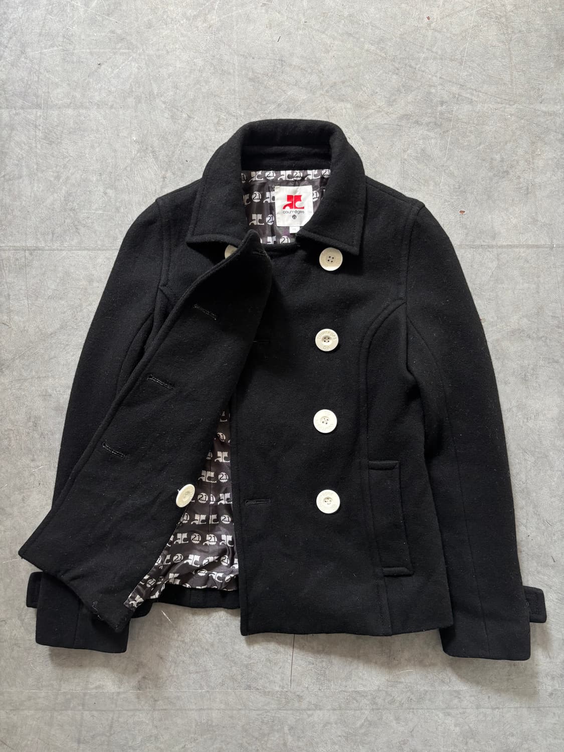 Courreges 꾸레쥬 블랙 더블 피코트  상품이미지8