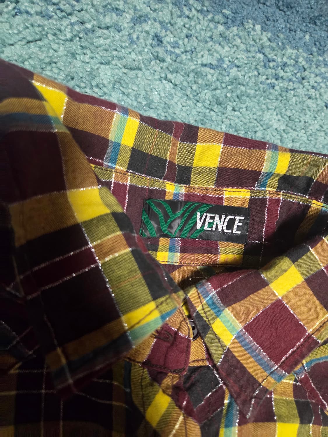 VENCE 빈티지 글리치 자수  똑딱이 셔츠 상품이미지2