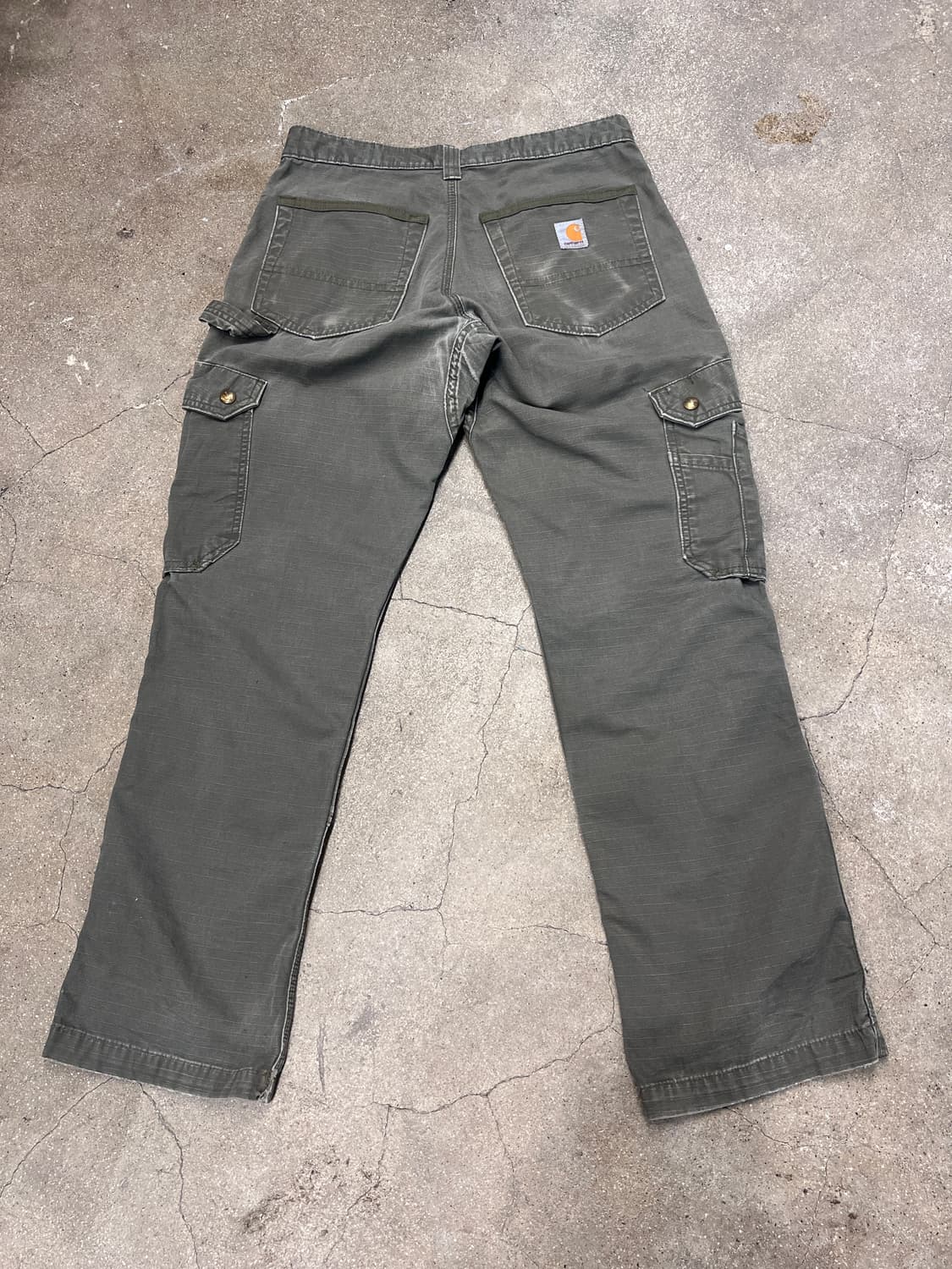 칼하트 더블니 카고 팬츠 립스탁 모스그린 상품이미지5