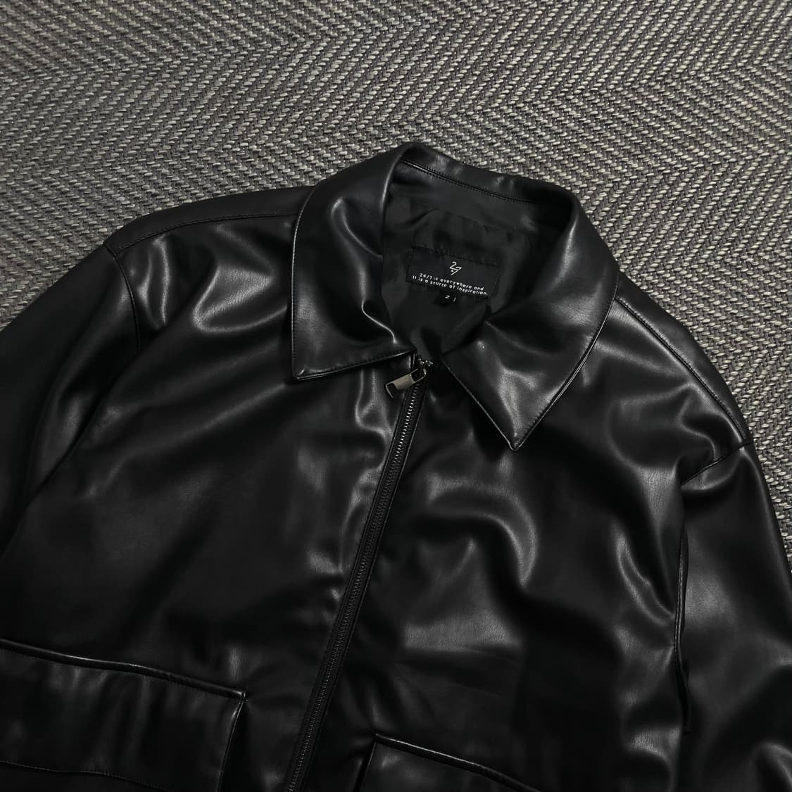 24/7 빈티지 미니멀 레더 블루종 자켓o 4596 상품이미지4