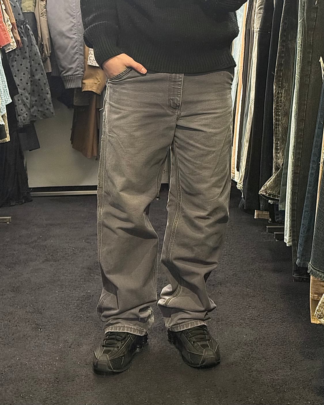 칼하트 싱글니 애쉬 그레이 연보라 카펜더 워크 팬츠 32 카고 와이드 상품이미지3