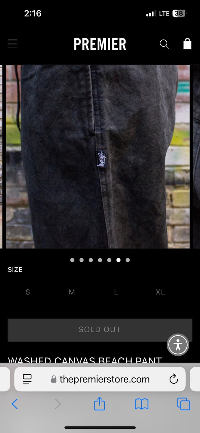 Stussy Washed Canvas Beach Pant 블랙 상품이미지5