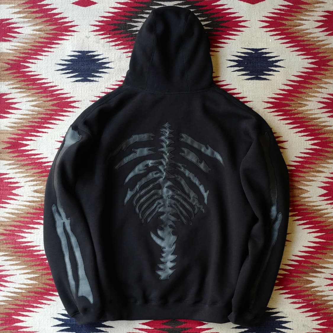 블랙아웃 본즈 레더 후드 후디 XL 상품이미지2