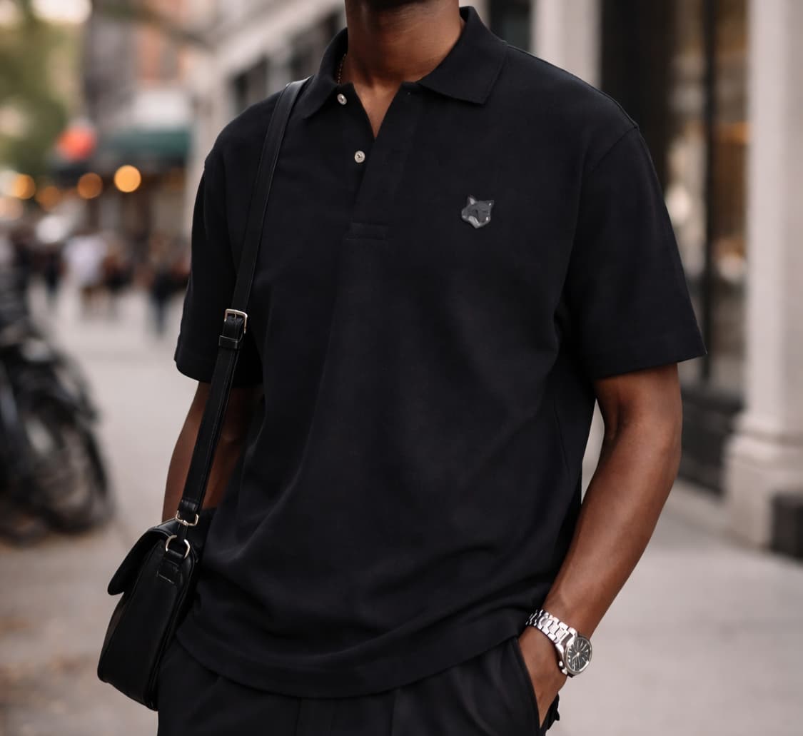 메종키츠네 그레이폭스 반팔카라티 블랙XL (새상품/정품) 상품이미지3