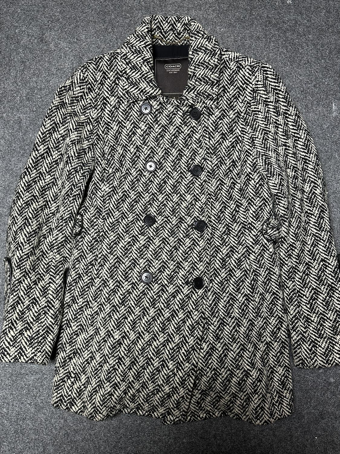 COACH 헤링본 울 더블코트 S (실크 안감)  상품이미지2