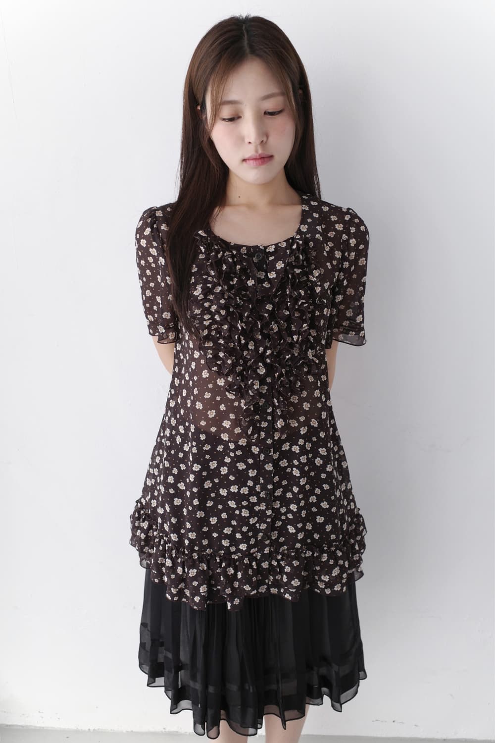 flower frill half blouse 상품이미지6