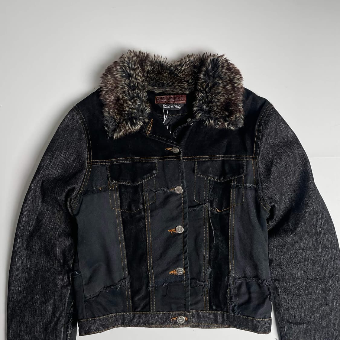 Paolo lastrucci  패치워크 데님 퍼 자켓 (italy)   상품이미지2