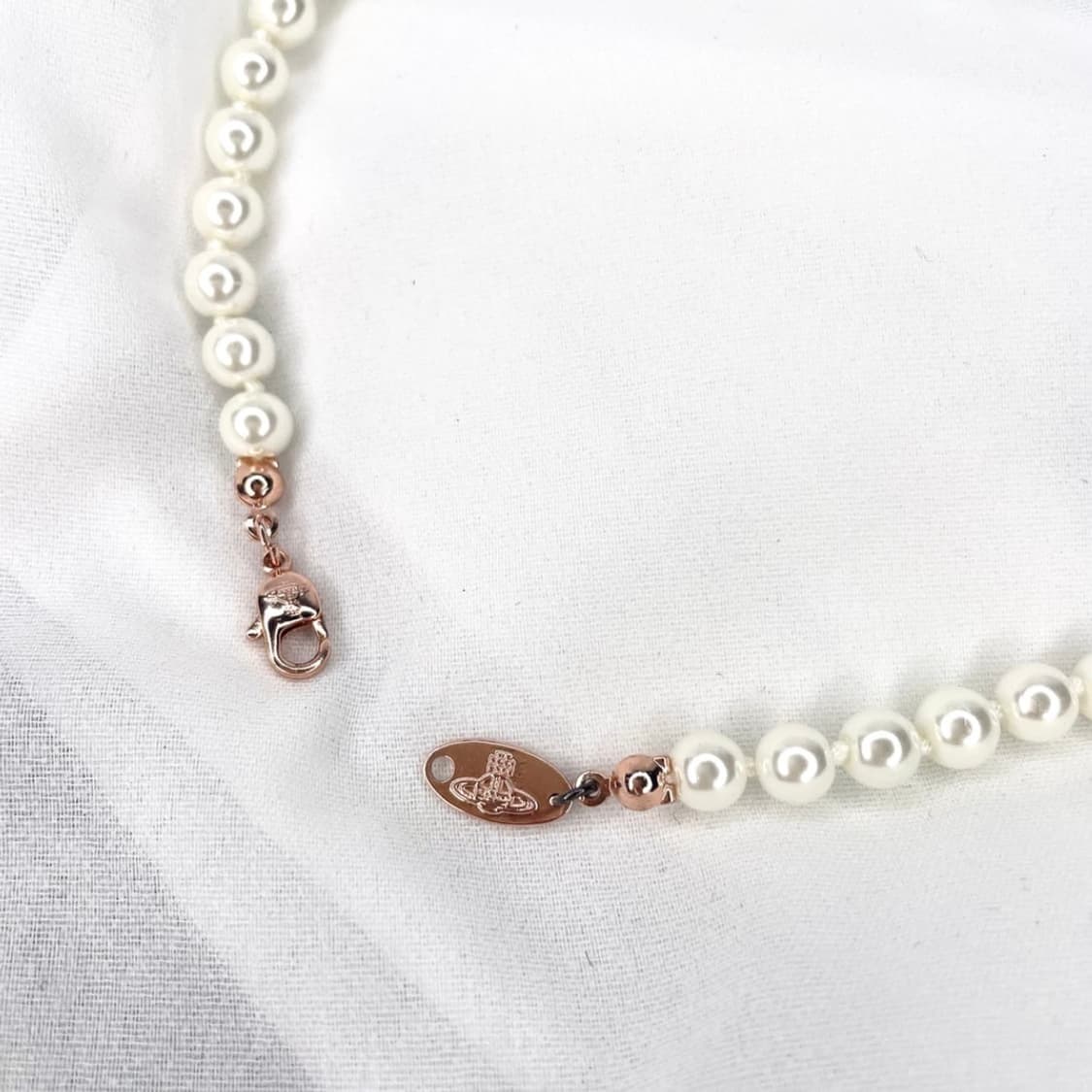 비비안웨스트우드 아카이브 바스릴리프 로즈골드orb 진주 펄 초커 상품이미지3