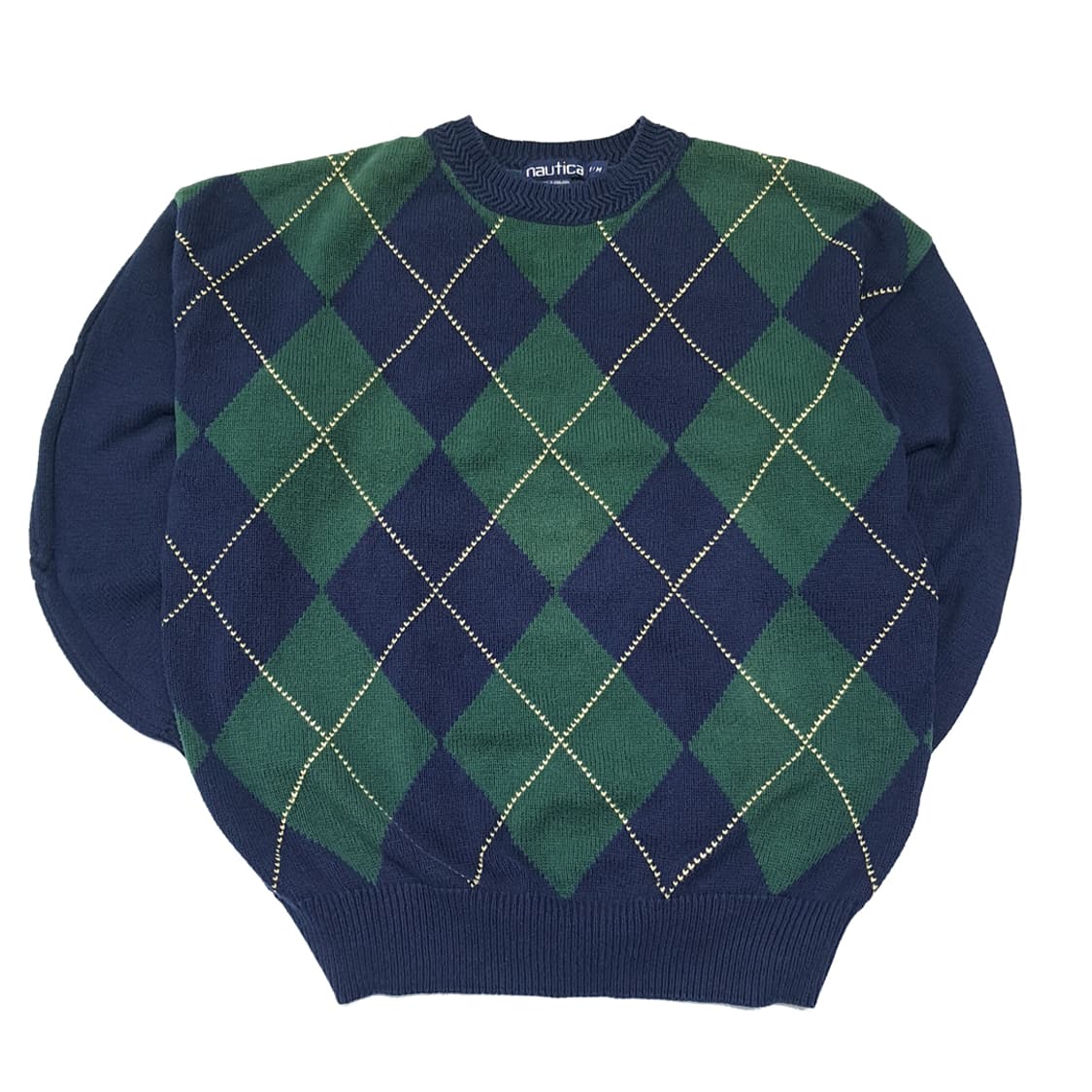 CL266 M 노티카 90s 홍콩판 코튼 아가일 네이비그린 니트 스웨터 상품이미지1